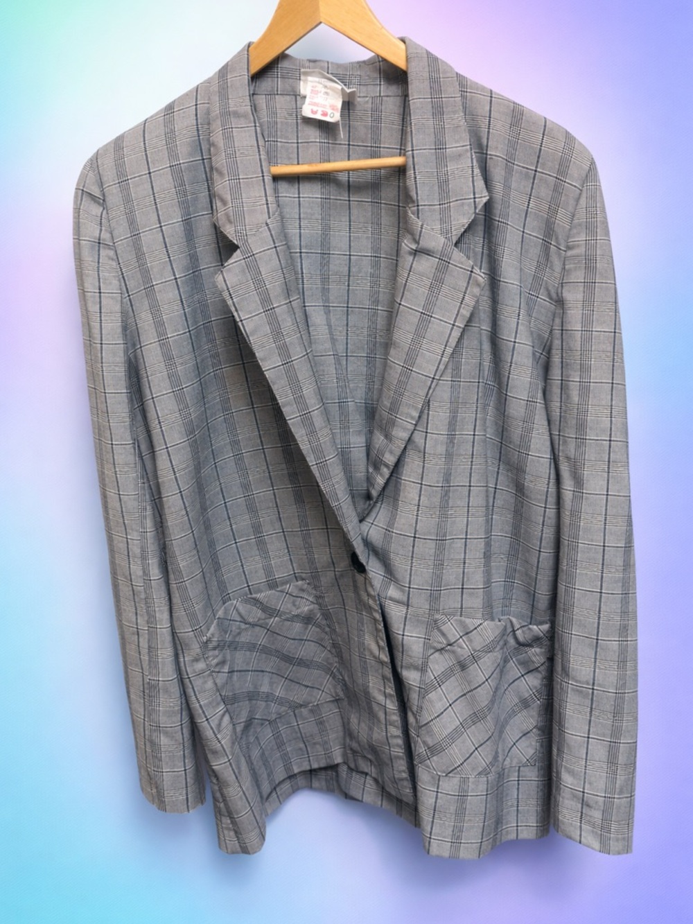 Vintage Oversized Plaid Women's Blazer Jacket